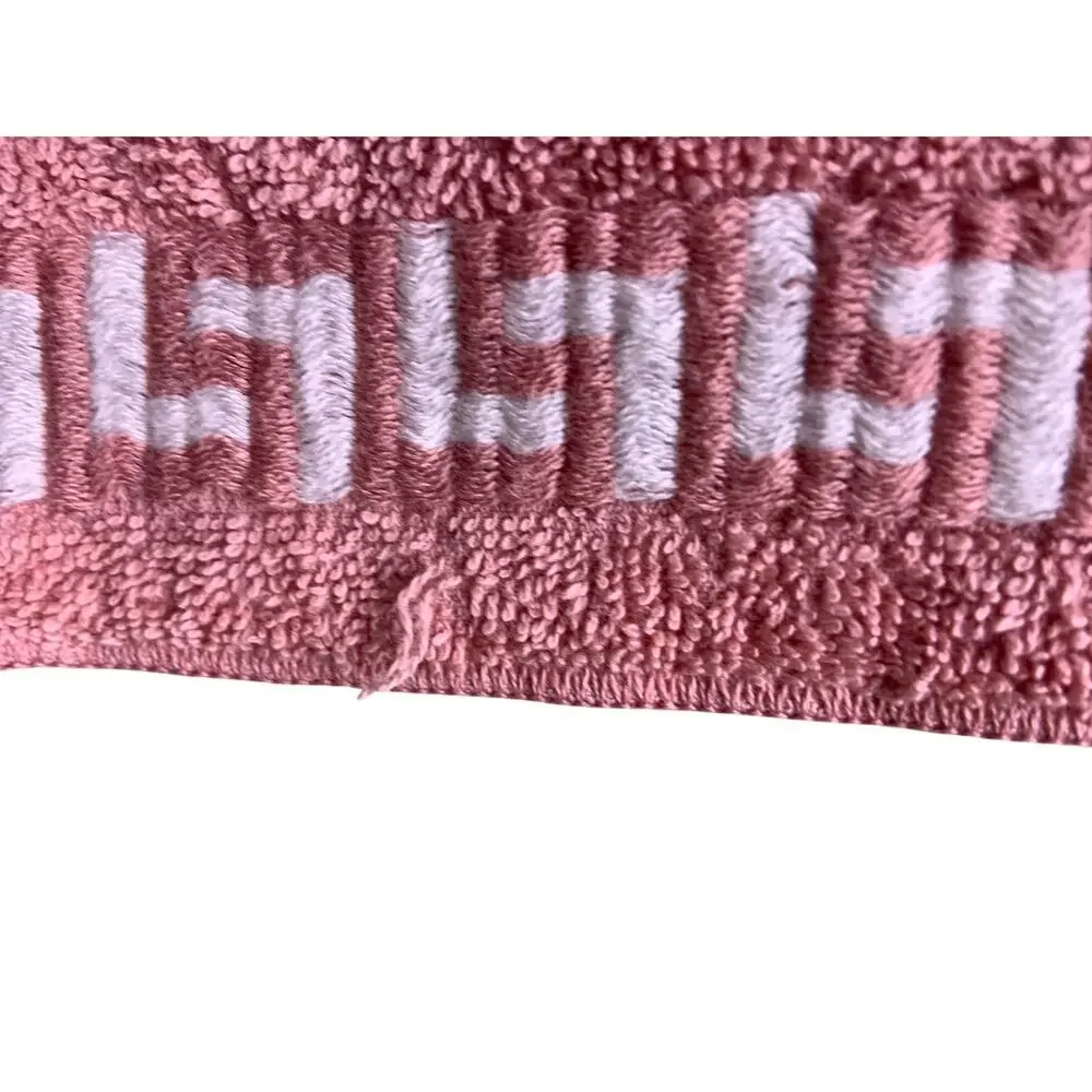 Vintage 1980s Set 5 Cannon Pink Greek Key Trim Bath Hand Towels and Wash Cloths